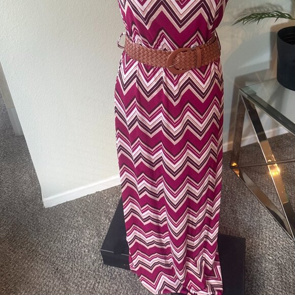 STELLA TWEED STRAPLESS CHEVRON PRINT MAXI DRESS - Picture 3 of 5